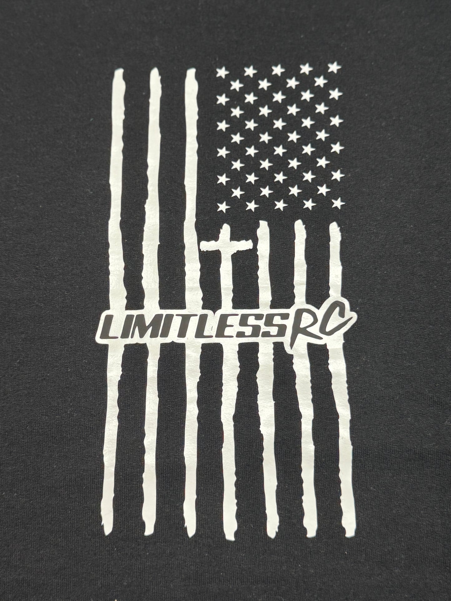 Limitless RC American Flag Hoodie β White on Black